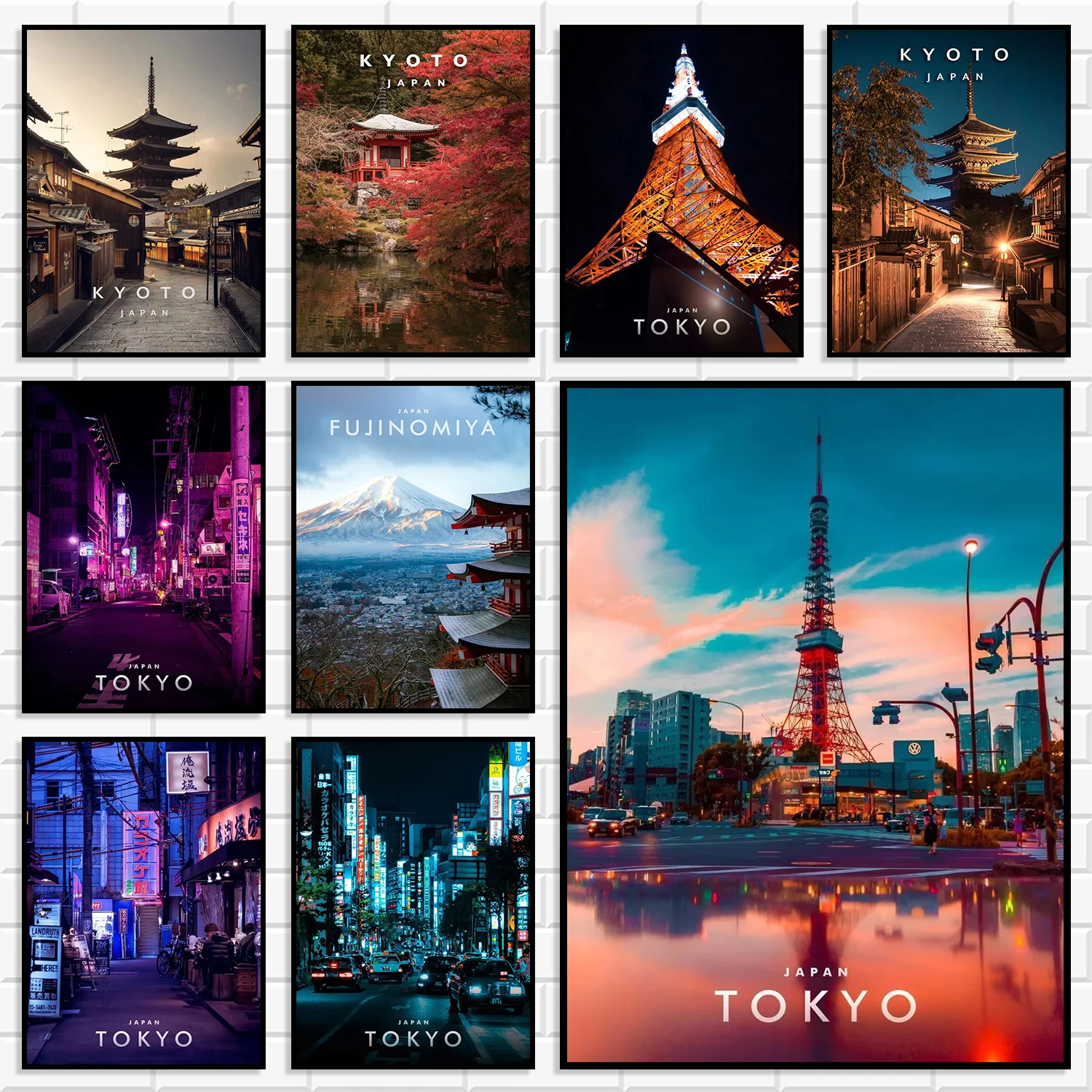 Japanese Tokyo Kyoto City Landscape Canvas Wall Art Mount Fuji Travel Poster Gift For Travel Lovers Living Room Home Wall Decor