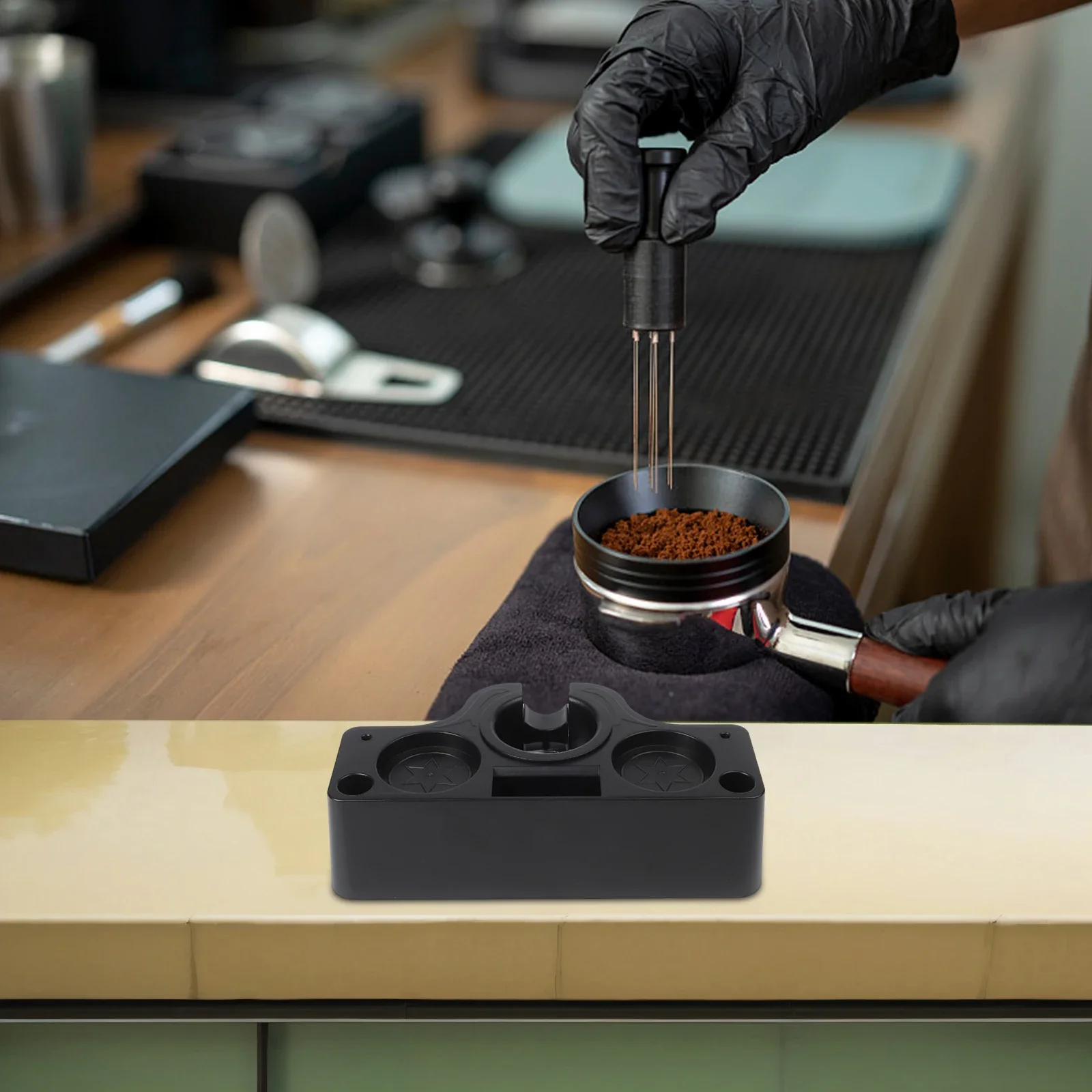 

Adjustable Tamping Station Coffee Tamper Mat Coffee Brewing Station Daily Use Durability Adjustable Coffee Tamping Station