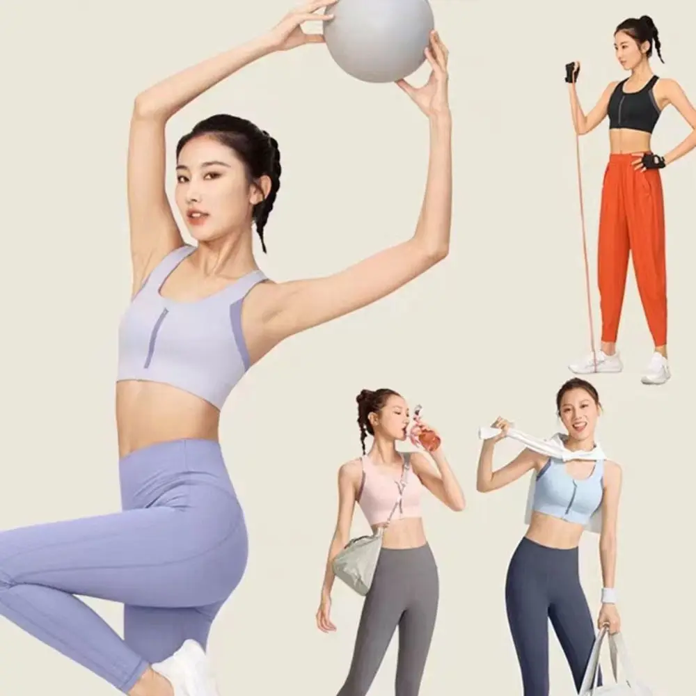 Comfortable Patchwork Front Zipper Sports Bra Anti-sagging Lingerie Underwear for Women Shockproof Slim Fit Seamless Bra Girl