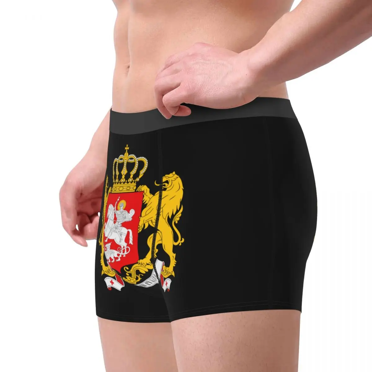 Government Of Georgia Flag Men's Underwear Boxer Briefs Shorts Panties Funny Breathable Underpants for Male Plus Size