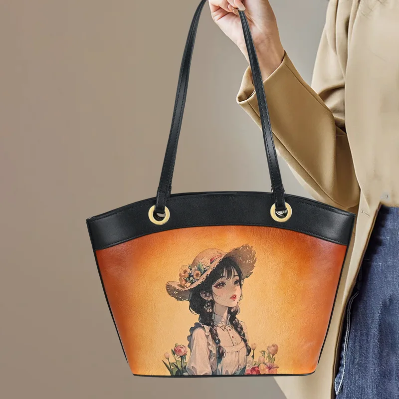 VICKAWEB Cartoon Leather Bags Big Women Handbag High Quality Casual Female Tote Brand Shoulder Bag Ladies Large Bolsos