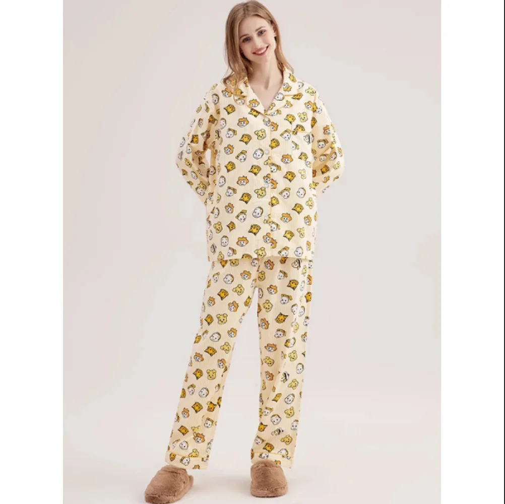 Milk Fiber Two Piece Set Female Pajamas Spring Fall New Long Sleeve Pants Casual Housewear 2024 New Print Women Sleep Clothing