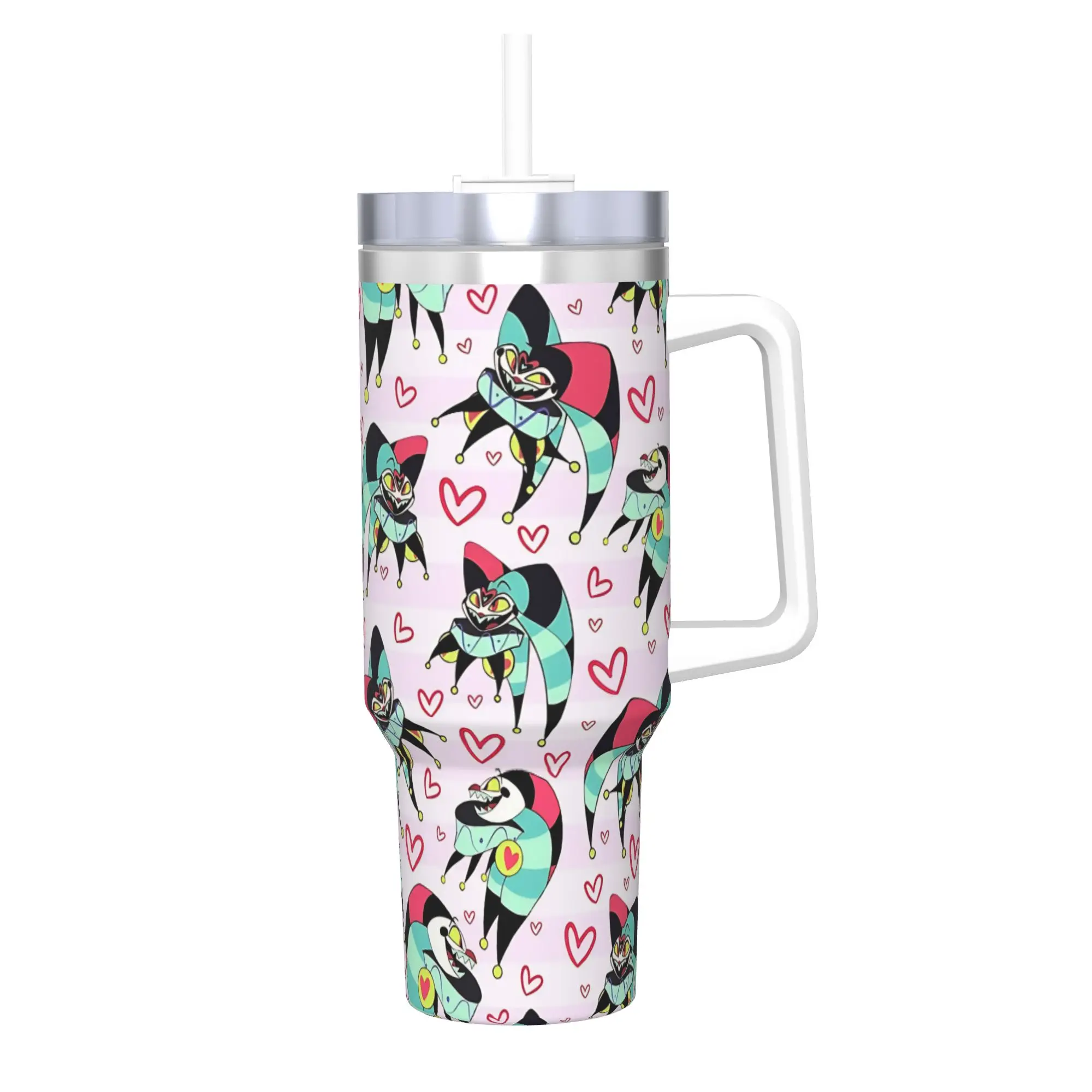 

Pink Fizzarollis Vox Anime Tumbler Vacuum Insulated Hazbined Anime Thermal Cup with Lid Straw Office Home Mug Spill Proof, 40oz