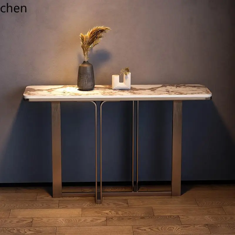 

HYS Steel Entryway Table with Marble Top, Modern Minimalist Wall-mounted Entryway Cabinet