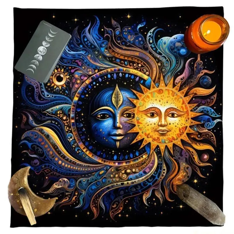 

31BE Луна и Солнце Астрология Таро Скатерть Алтарь Ткань Скатерть для гадания