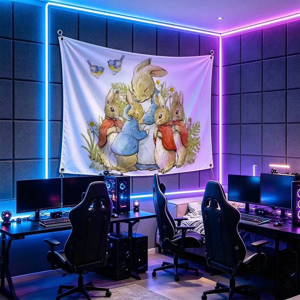 Cartoon Character Cute-Peter Rabbit-Smart Flags for Bedrooms Home Decor Items Outdoor Decors Garage Decoration Flaga
