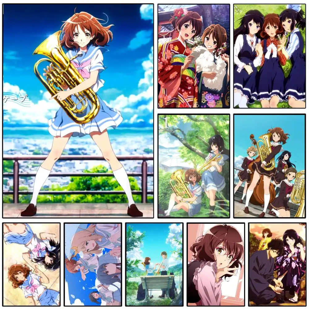 Anime H-Hibike! EuphoniumMT Cartoon-Poster, HD, selbstklebende Wanddekoration, für Zuhause, Büro, Wohnheim, Schlafzimmer und mehr, ideale Geschenkidee