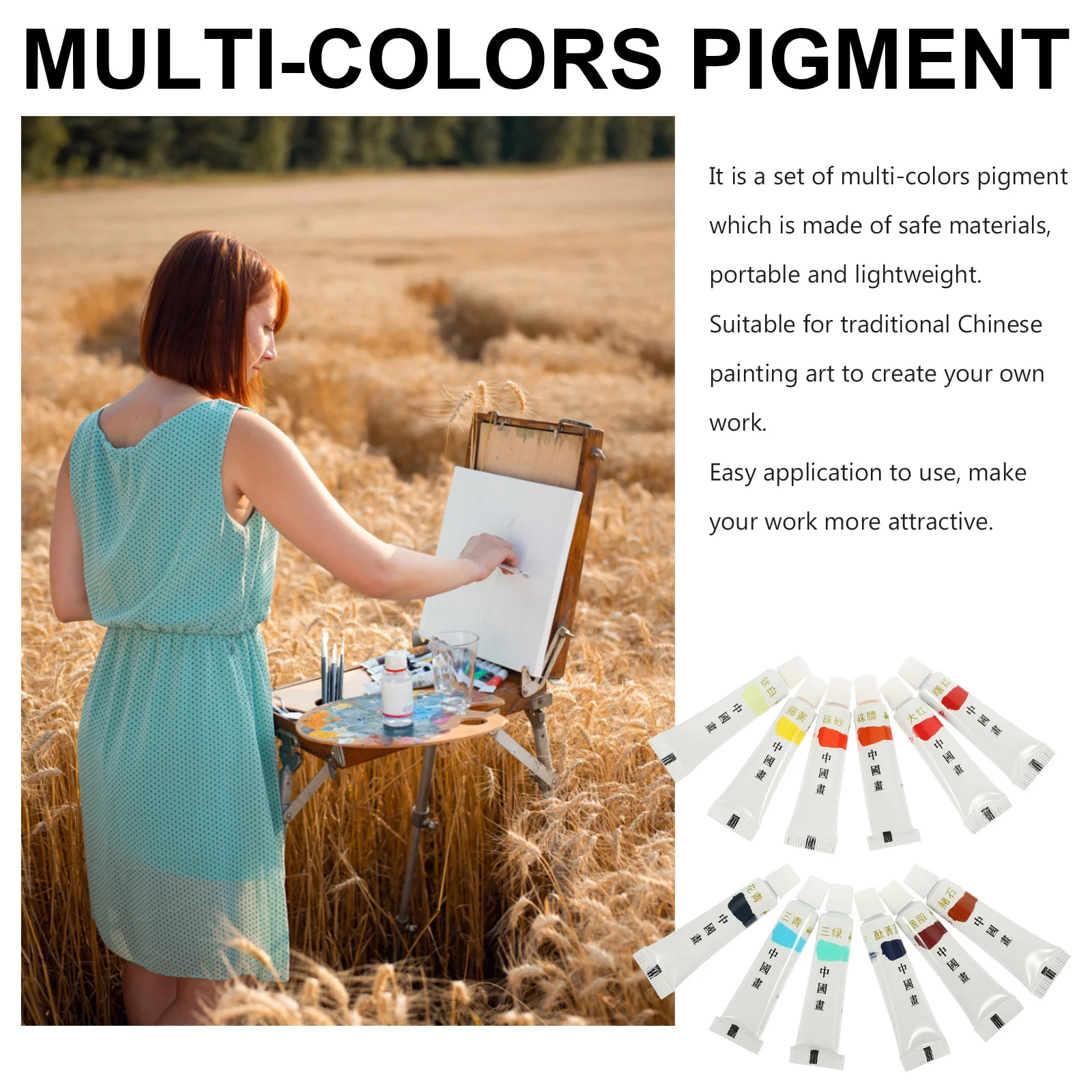 

1Set Chinese Painting Pigments Multi- -Friendly Creative Pigment Set Suitable for Ink Landscape Traditional Art Use