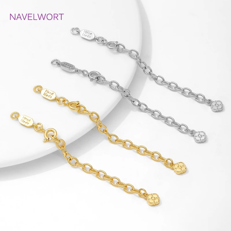 18K Gold Plated Extension Chains For Jewelry Making,Extended Tail Chain With Spring Clasps Connectors,DIY Bracelets Accessories