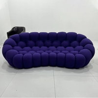 MANBAS Cloud Curved Sofa Stylish Fabric Designer Couch Fluffy Cloth Sofa Sets Modular Football Sofa for Living Room Furniture