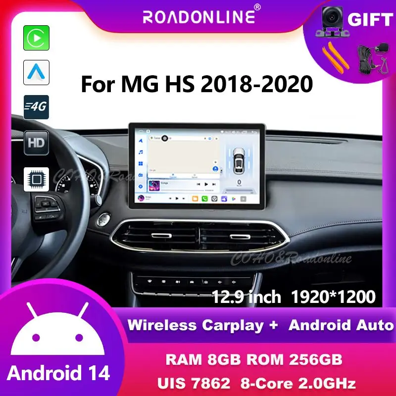 

12.9 " For MG HS 2018-2022 Android 14 8-Core 8G+256G Car Multimedia Player Stereo Receiver Radio android Carplay