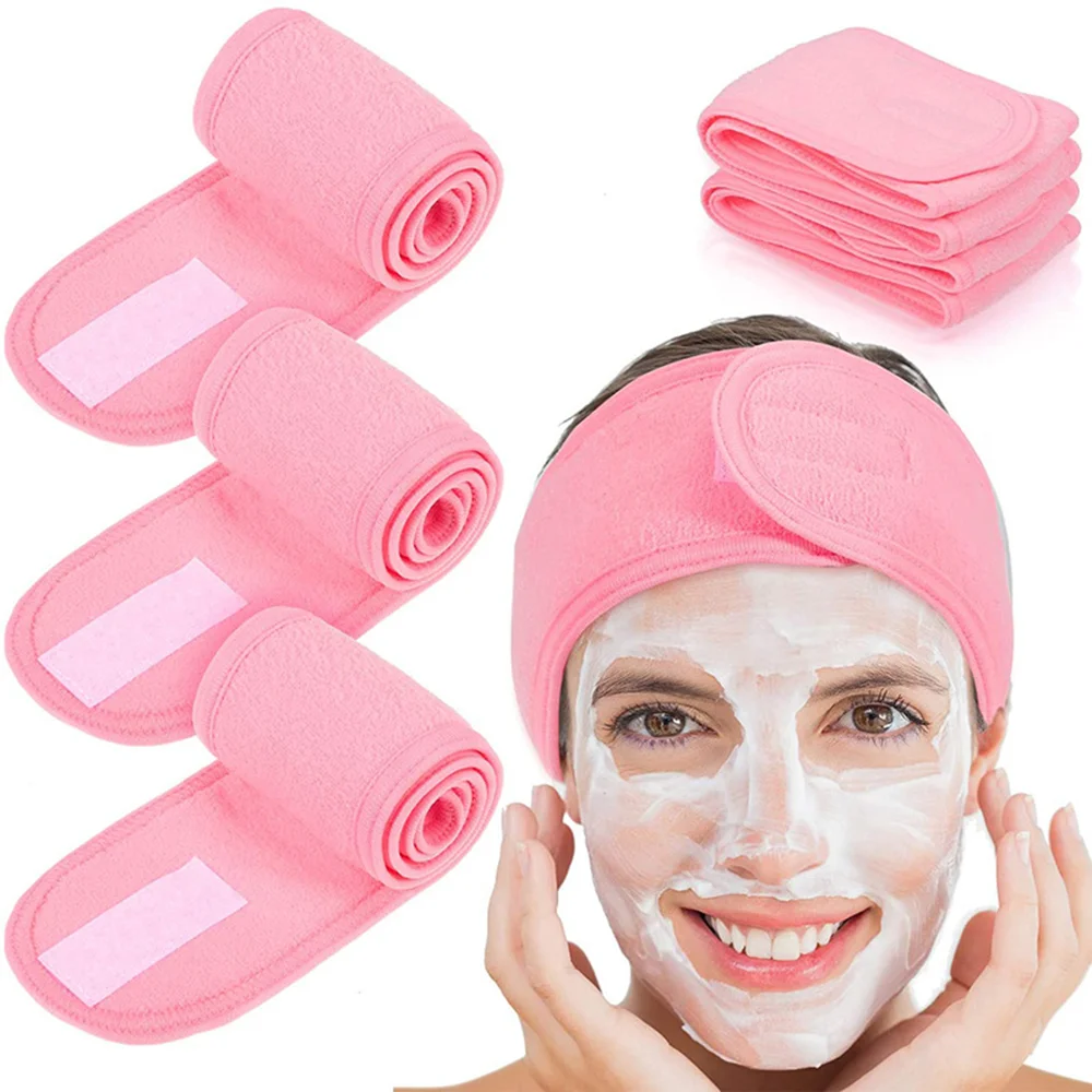 Diadema Facial de SPA ajustable para mujer, banda para el cabello de maquillaje de baño, diademas para lavado de cara, toallas suaves, accesorios de