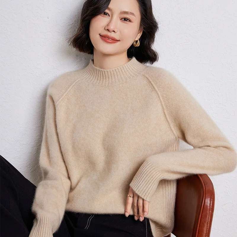 

Best-Selling Half-High-Necked 100% Sweater Women's Autumn And Winter New Cashmere Bottoming Shirt Long-Sleeved Pullover Sweater