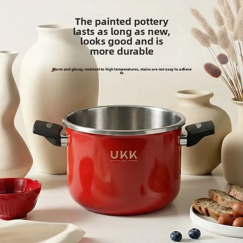 UKK304 stainless steel pressure cooker pink household explosion-proof small pressure cooker new genuine soup pot stew pot