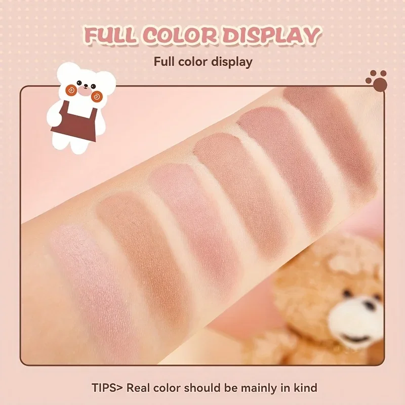 6-farbiges, schimmerndes, samtmattes Rouge-Kontur-Highlighter-Duo-Set mit Make-up-Pinsel für Make-up-Kosmetik
