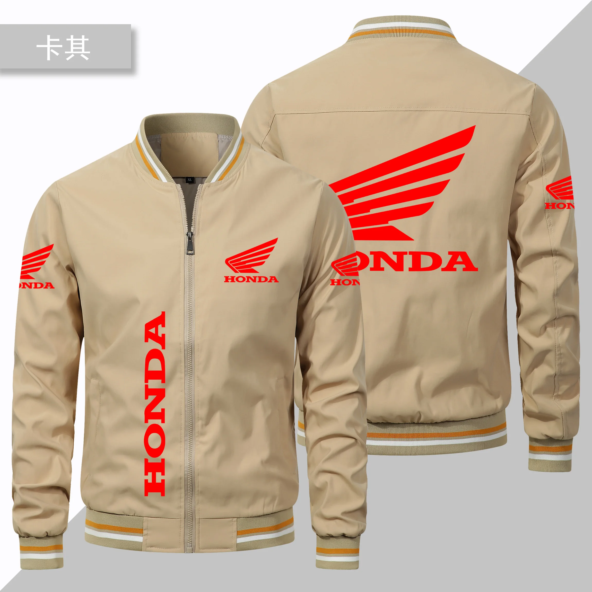 Honda Motorcycle Jacket 2025 New Honda Car Wing HRC Logo Printed Men's Jacket Oversized Motorcycle Racing Round Neck Jacket