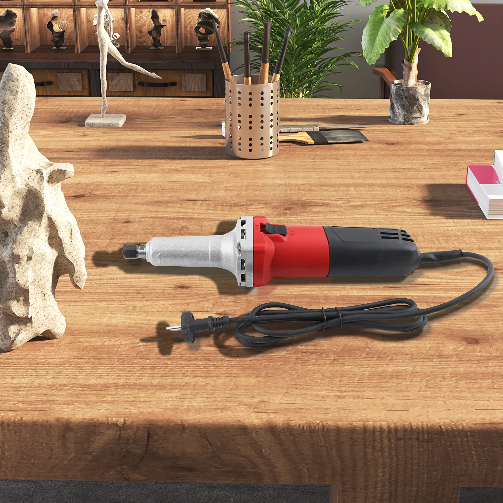 750W Elektrischer Geradschleifer, Handgehaltene Schleifmaschine mit Variabler Geschwindigkeit 0-27000 U/min, Polierwerkzeug, Mini-Fräse 6mm – Detail 8