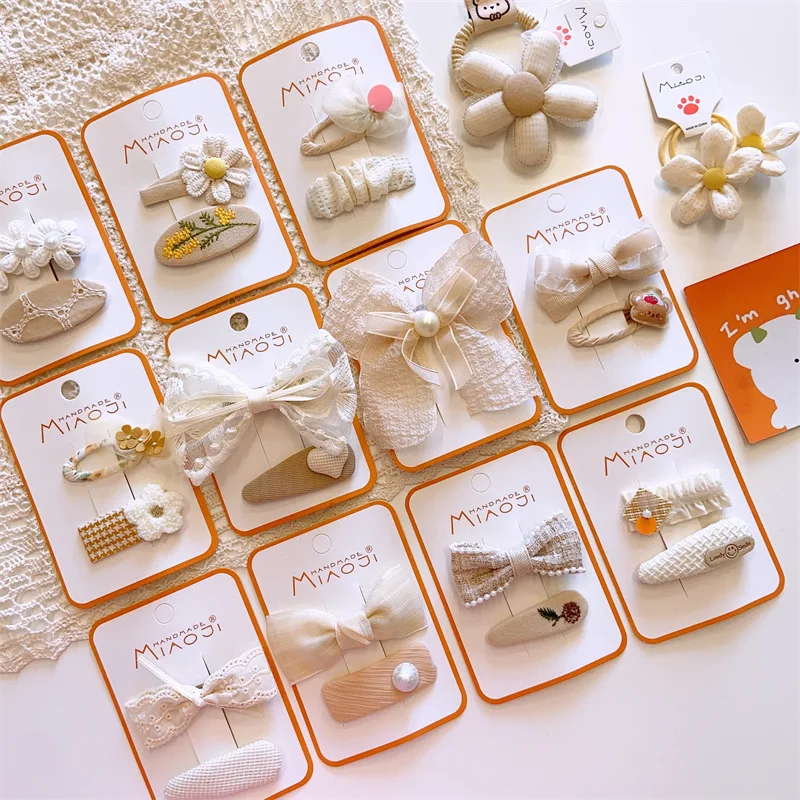 2 teile/satz Mädchen Stoff haarspangen mädchen Baby niedlichen Bogen haarspange Kinder Blumen haarklammer Spitze Stickerei Haarnadeln und Clips Haarschmuck – Detail 3