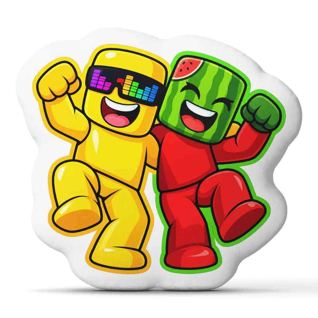 Cheering Cartoon Building Block Characters Shaped Pillow Dancing Cushion Stuffed Decorative Throw Pillow Sofa Home Decor Gift