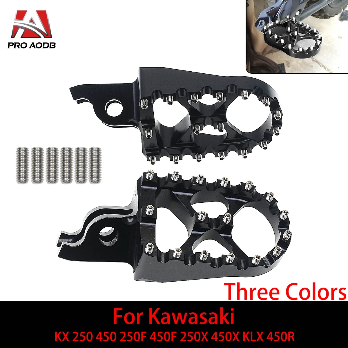 

Motocross CNC Aluminum Rests Pedals Footpegs Foot Pegs For KAWASAKI KX250 450 250F 450F 250X 450X KLX450R Motorcycle Accessorie