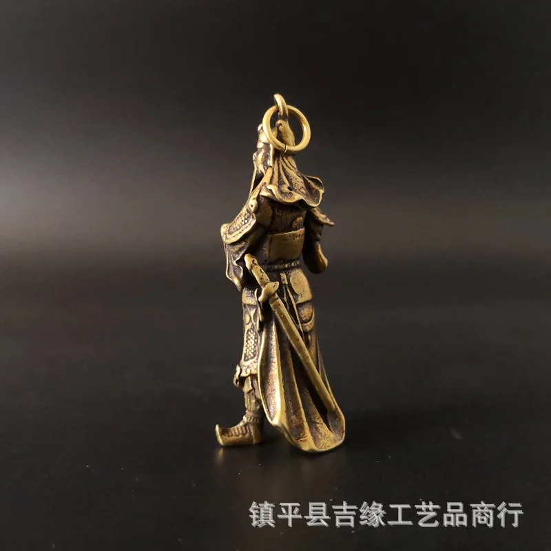 Wholesale Two Pieces Price Huang Guan Gong Small Miniature Craft Home Desktop Decorations Yellow Keychain Pendant Pure Copper