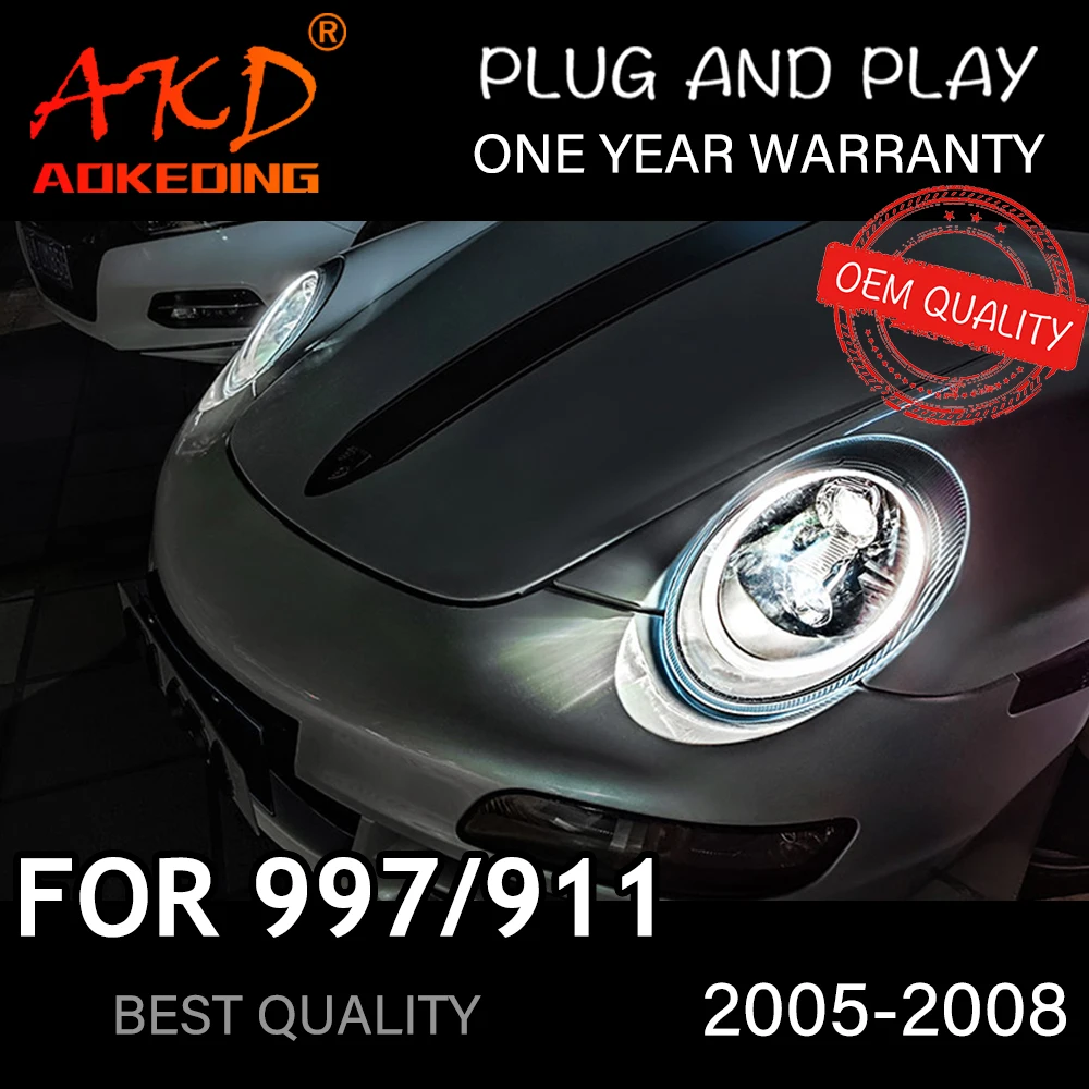 

Фары для Porsche 997 2005-2008, автомобильные светодиодные фары DRL Hella, ксеноновые линзы Hella Hid H7 911, автомобильные аксессуары