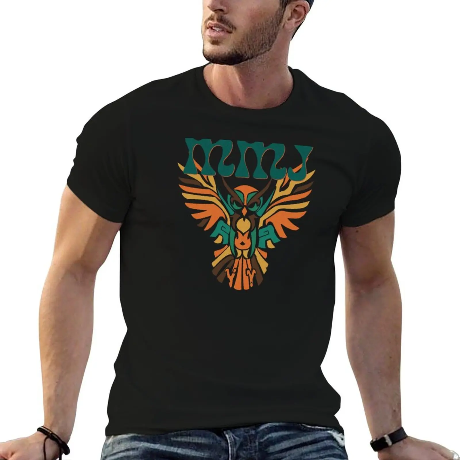 MMJ Owl stencil design T-Shirt oversized oversized t shirt T-shirt men