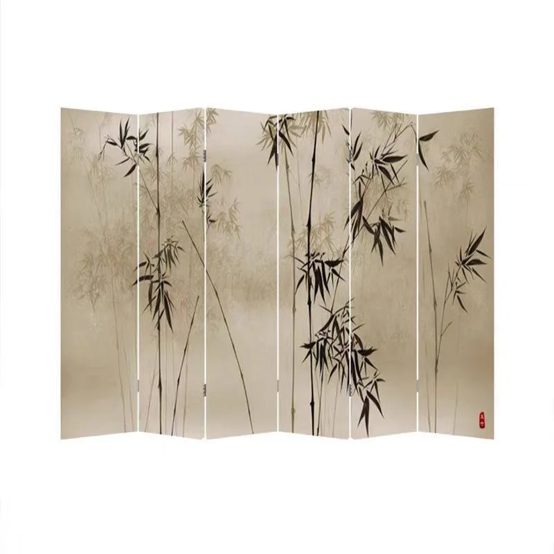 Biombo de Bambú Estilo Dinastía Song, Separador de Ambientes para Sala de Estar, Bloque para Sala de Té, Nuevo Estilo Chino, Plegable, Móvil, Fondo para Fotografía