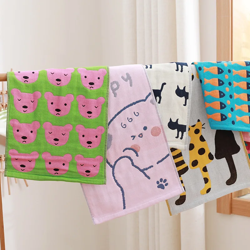 Three Layers Of Gauze Children\'s Towel Breathable Baby Cute Little Towel Soft Cotton Washcloth Handkerchief Absorbent Face Towel