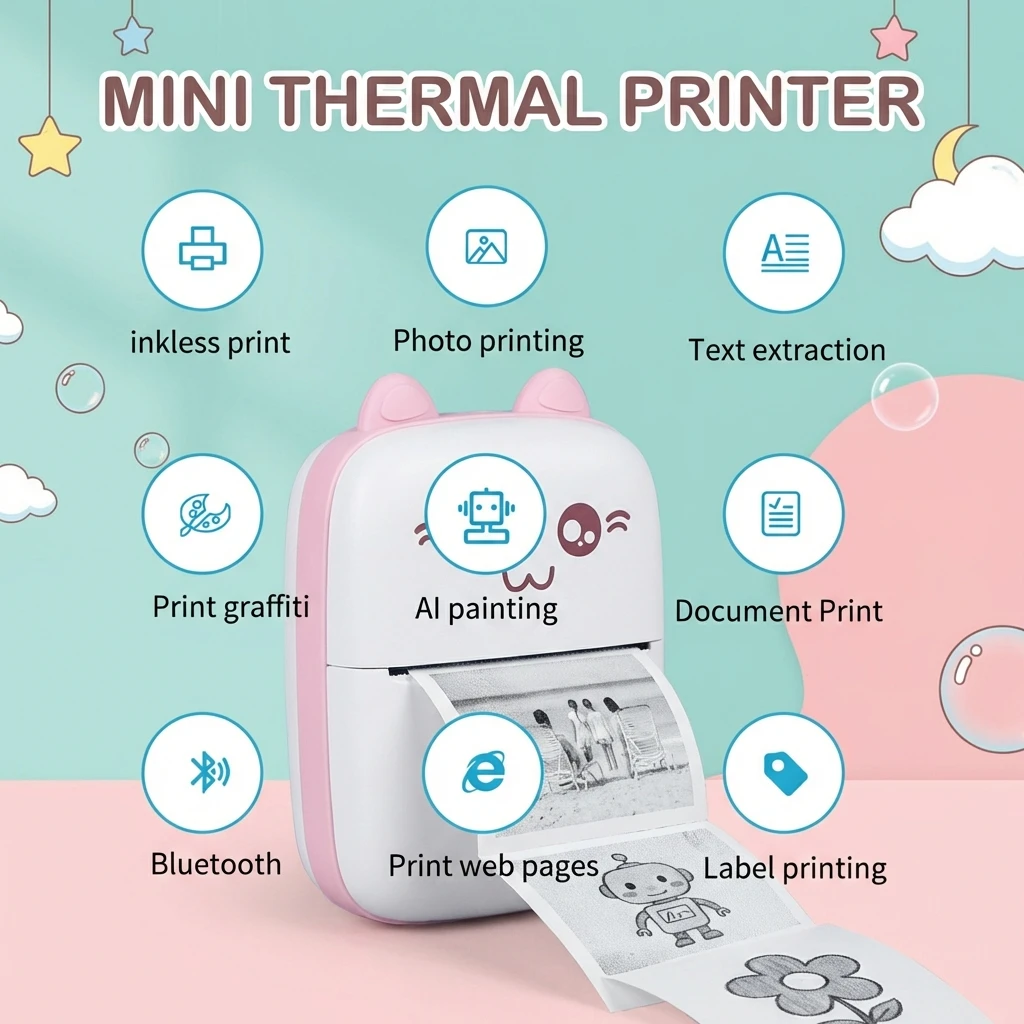 

Портативный мини-принтер C9 HD для печати наклеек и этикеток, карманный термопринтер с Bluetooth и бумагой для заметок студентов, безчернильная печать