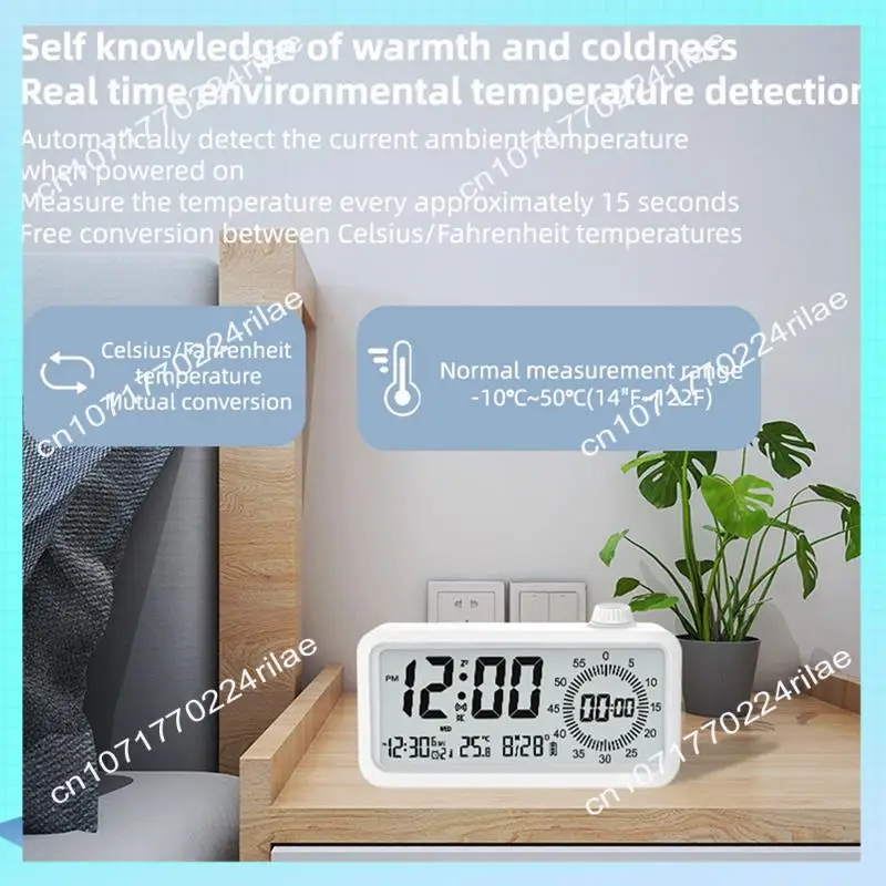 

A17Z Будильник обратного отсчета с двойным дисплеем, визуальный менеджер, будильник, ручка обнаружения температуры окружающей среды, дизайнерские часы, черный прочный