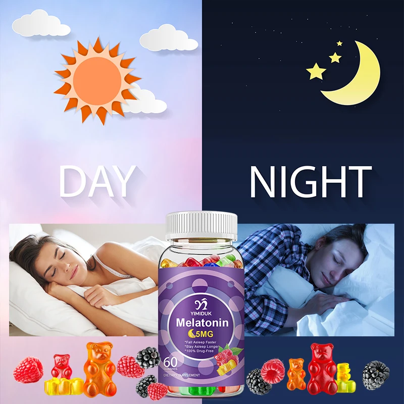 Melatonin Gummies Anxiety Stress Relief Help Sleep Save Insomnia Body Clock Adjustment For Adult&Children