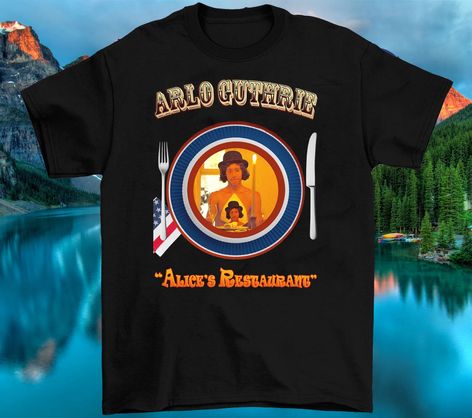 Vtg Arlo Guthrie Alice's Restaurant Cotton Black Full Size T Shirt AA1374