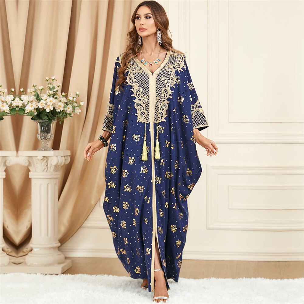 Ramadan Abayas for 2024 Muslim Women Casual Bat Sleeve Maxi Dress Turkey Arab Robe Dubai Islam Kimono Jalaiya Caftan Party Gowns