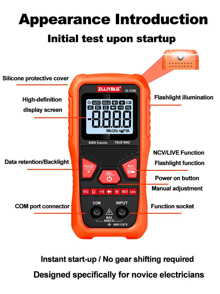 Mini Digital Multimeter Smart Elektriker Tester Für DC/AC Spannung Kapazität Ohm Hz NCV Professionelle Multitester – Detail 9