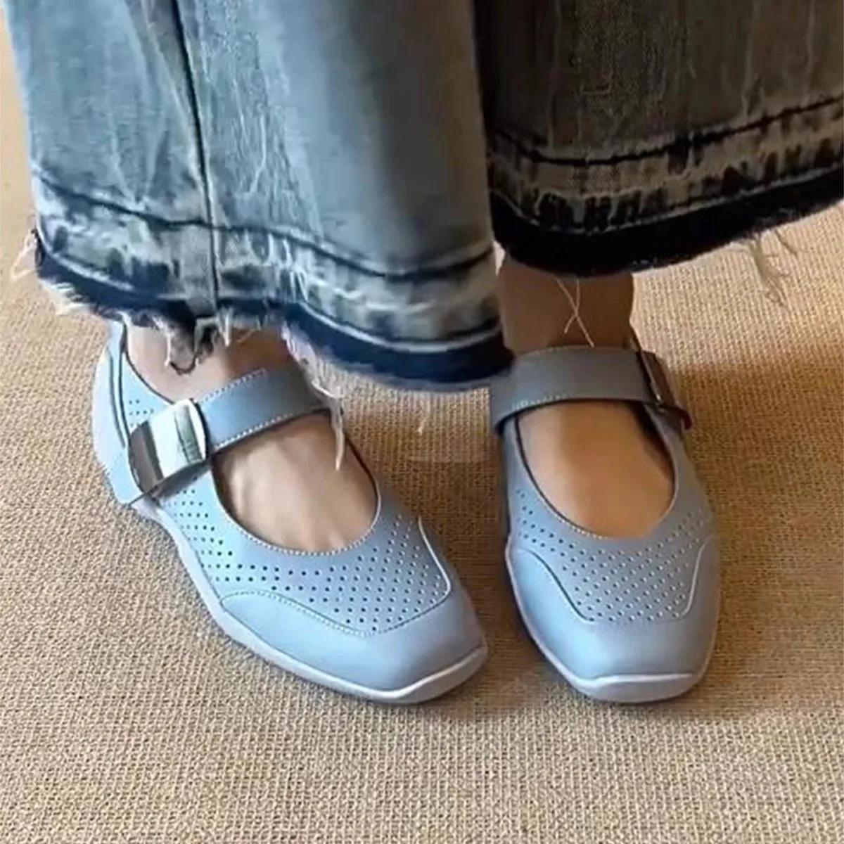 

Женские туфли-балетки Мэри Джейн 2026 года, новая модель, из натуральной кожи, с увеличенной внутренней высотой, на толстой подошве