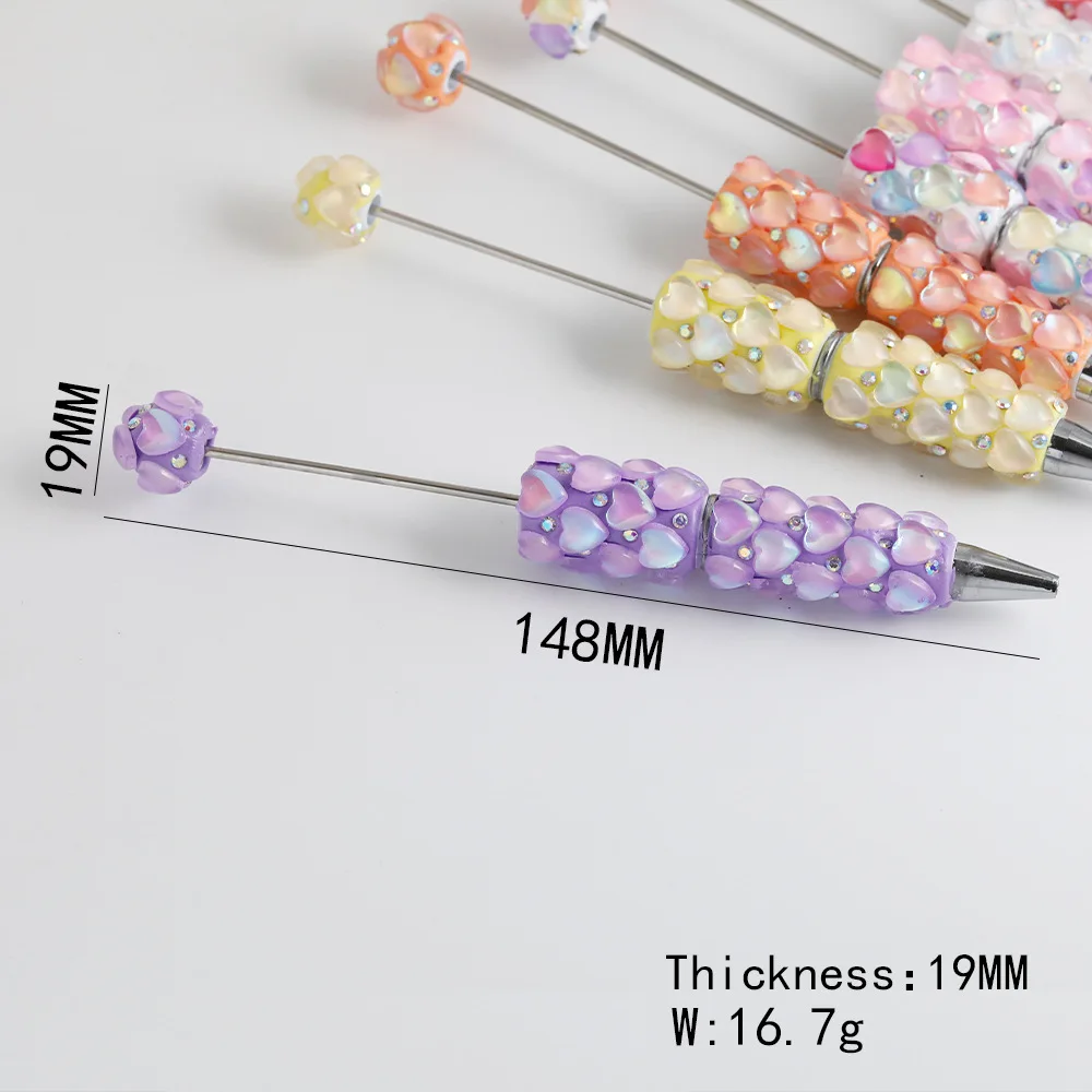 10pcs-macaron-3d-heart-beaded-pens-handmade-diy-beaded-ballpoint-pens-girl's-heart-handcrafted-pen-accessories-wholesale-gifts