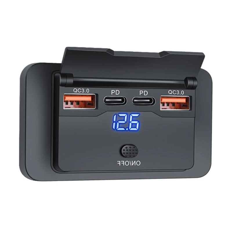 

12V/24V Car Charges Double PD3.0 & QC3.0 USB Ports with Power Switch Quick Socket Upgrades for Boats Motorcycles .X7AE