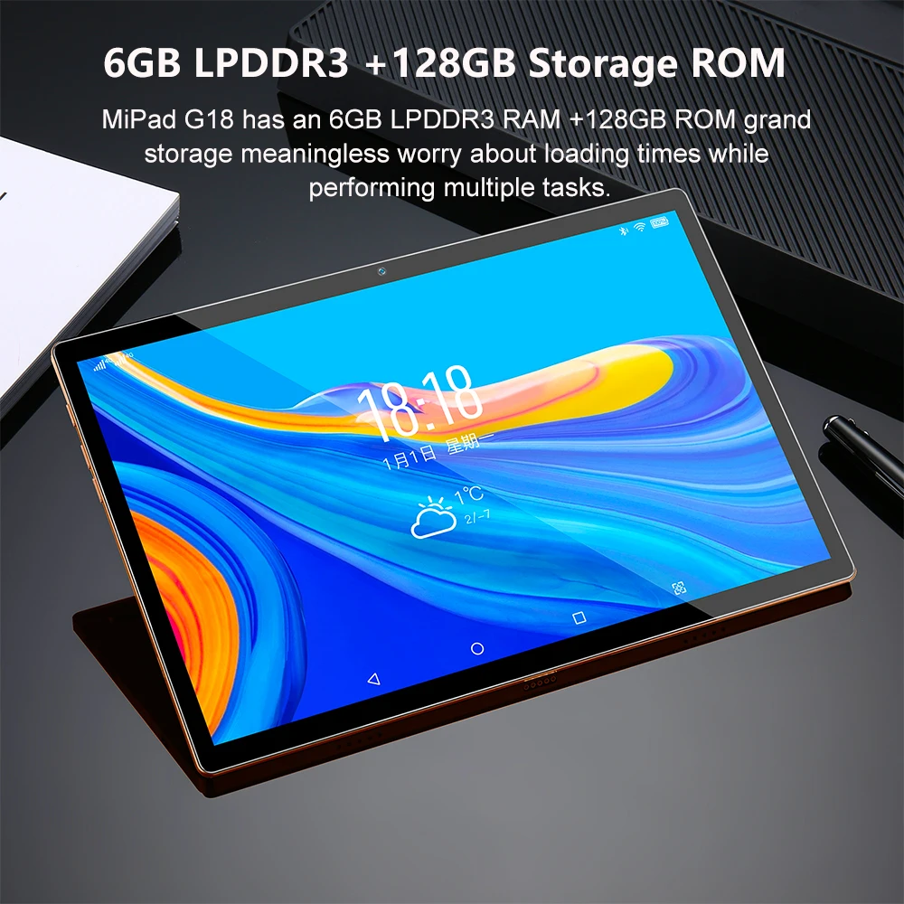 SIXIGNWO 풀뷰 디스플레이 태블릿, MT6750 옥타 코어, 6GB RAM, 128GB ROM, 4G LTE 전화 통화, GPS, 안드로이드 패드, 와이파이 태블릿 PC, 10.1 인치