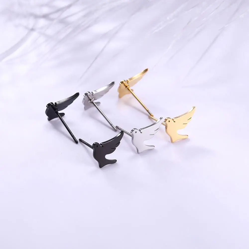 Unift Exquisite Peace Dove Animal Bird Studs Earrings For Women Fashion Stainless Steel Jewelry Peace Lover Gifts Wholesale