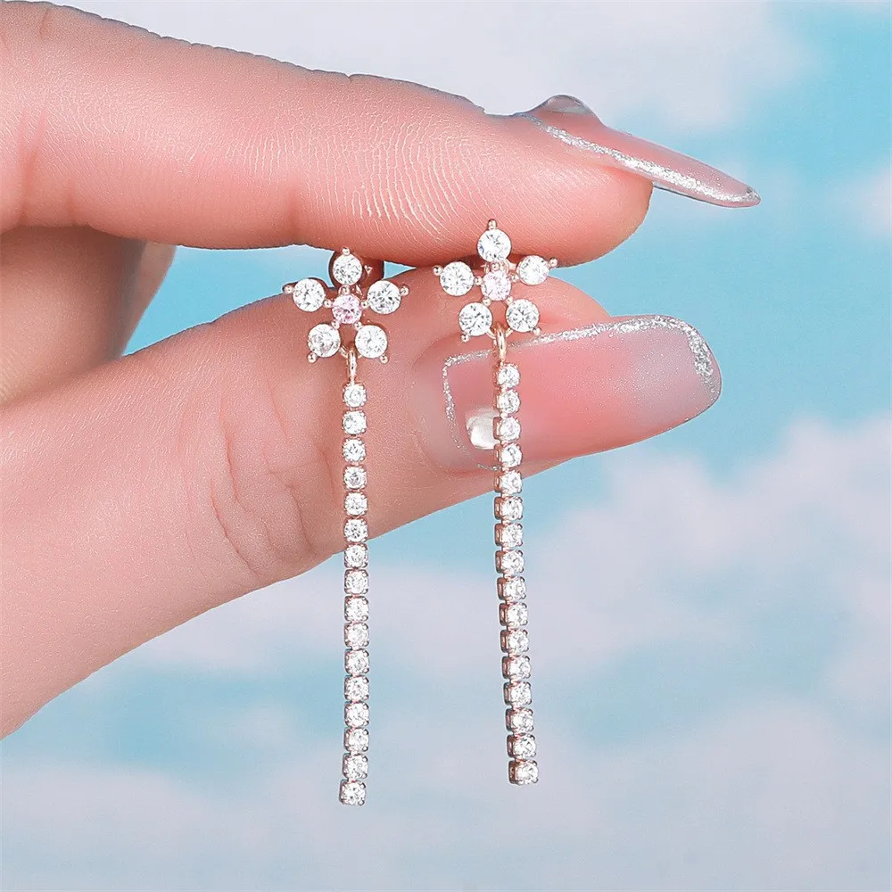 1Pc Stylish and Personalized Daisy Fringe Flower Plate Fresh and Sweet Pastoral Style Color-preserving Stainless Steel Earrings