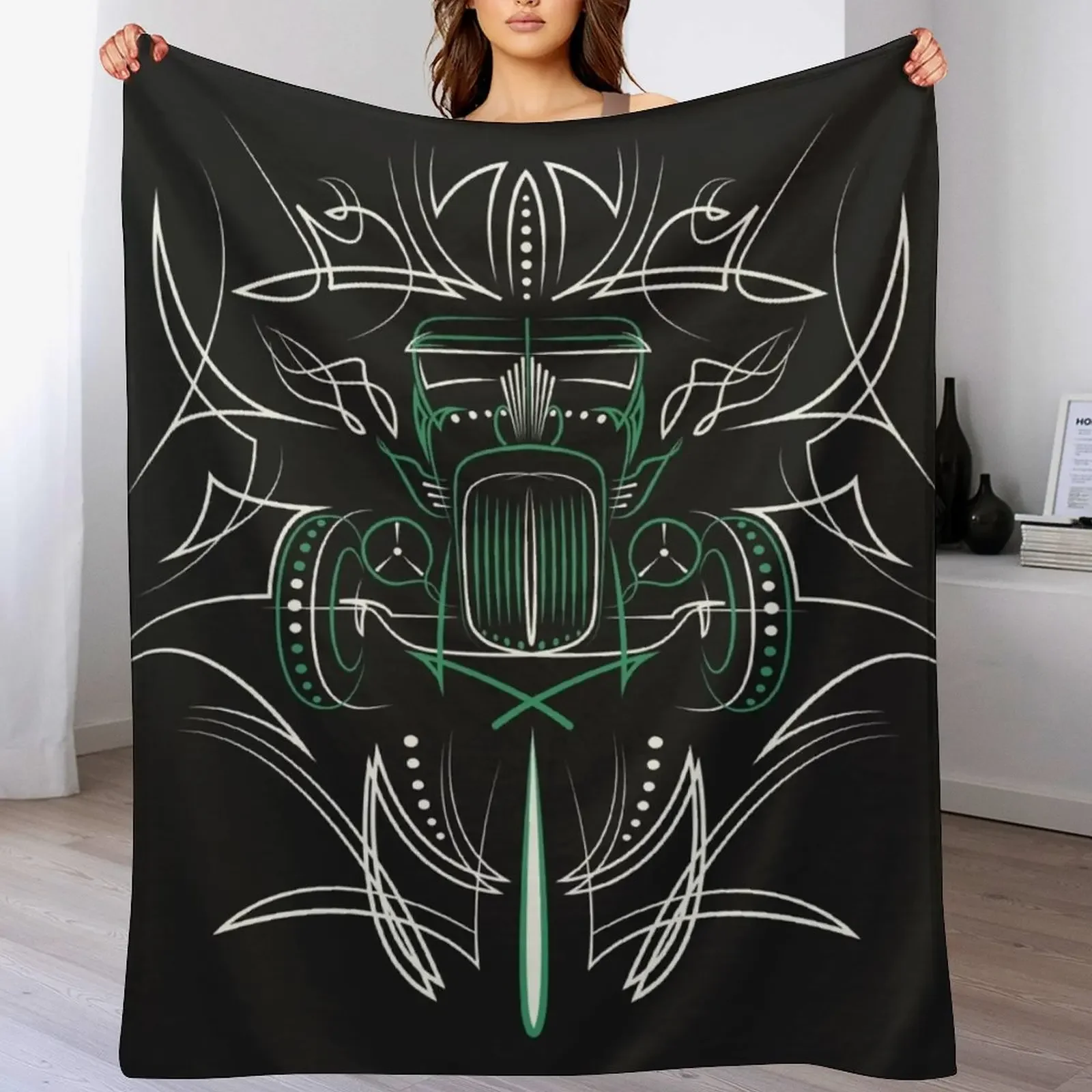 Hot Rod Pinstriping Throw Blanket Soft Comfort Blanket for Reading Watching TV