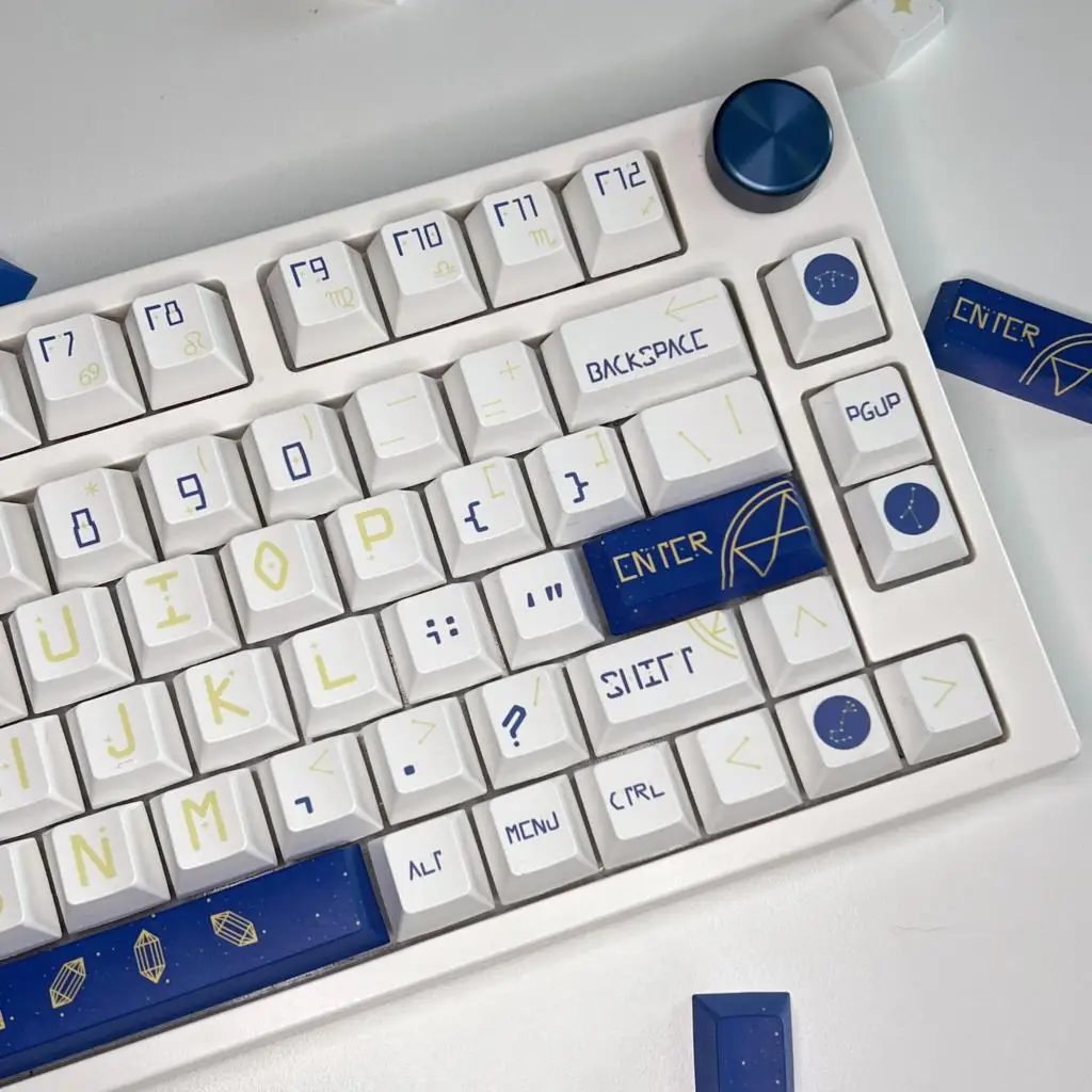 132 Keys Constellation Cherry Profile PBT Keycaps For MX Switch Mechanical Keyboard Dye Sublimation Blue White Key caps Custom