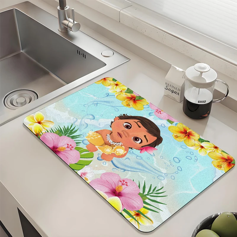 

Disney Moana Hawaiian Style Kitchen Drying Mat Absorbent Anti slip Pad for Dish Sink