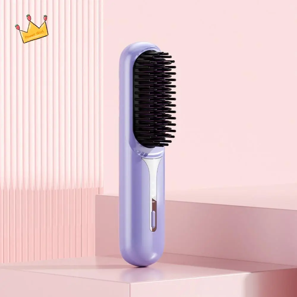 

Fast Heating Wet Dry Hair Straightener Negative Ions Wireless Portable Hair Comb Professional USB Charging Heating Comb Home