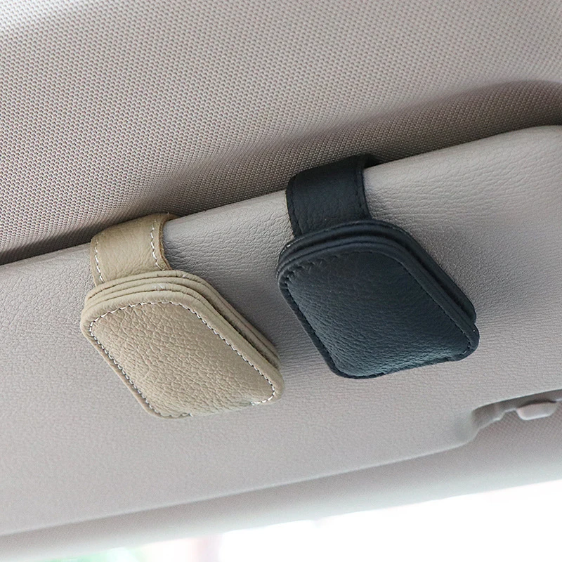 Leather Car Visor Storage Clip Multi Function Eyeglass Paper Slip Fixing Holder Gadget