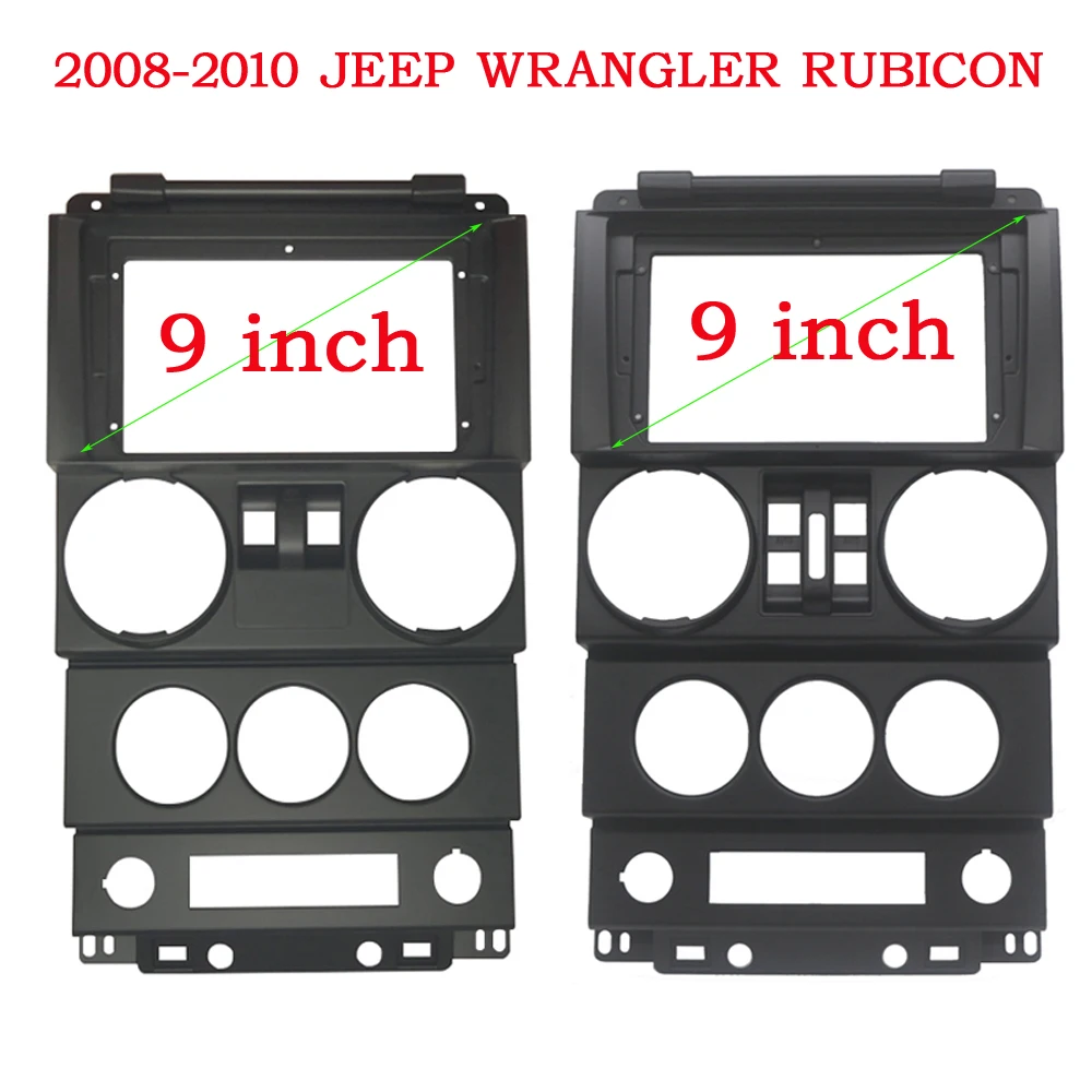 9 Inch Car Frame Fascia Adapter Canbus Box For Jeep Wrangler Rubicon 2008-2010 Android Radio Dash Fitting Panel Kit