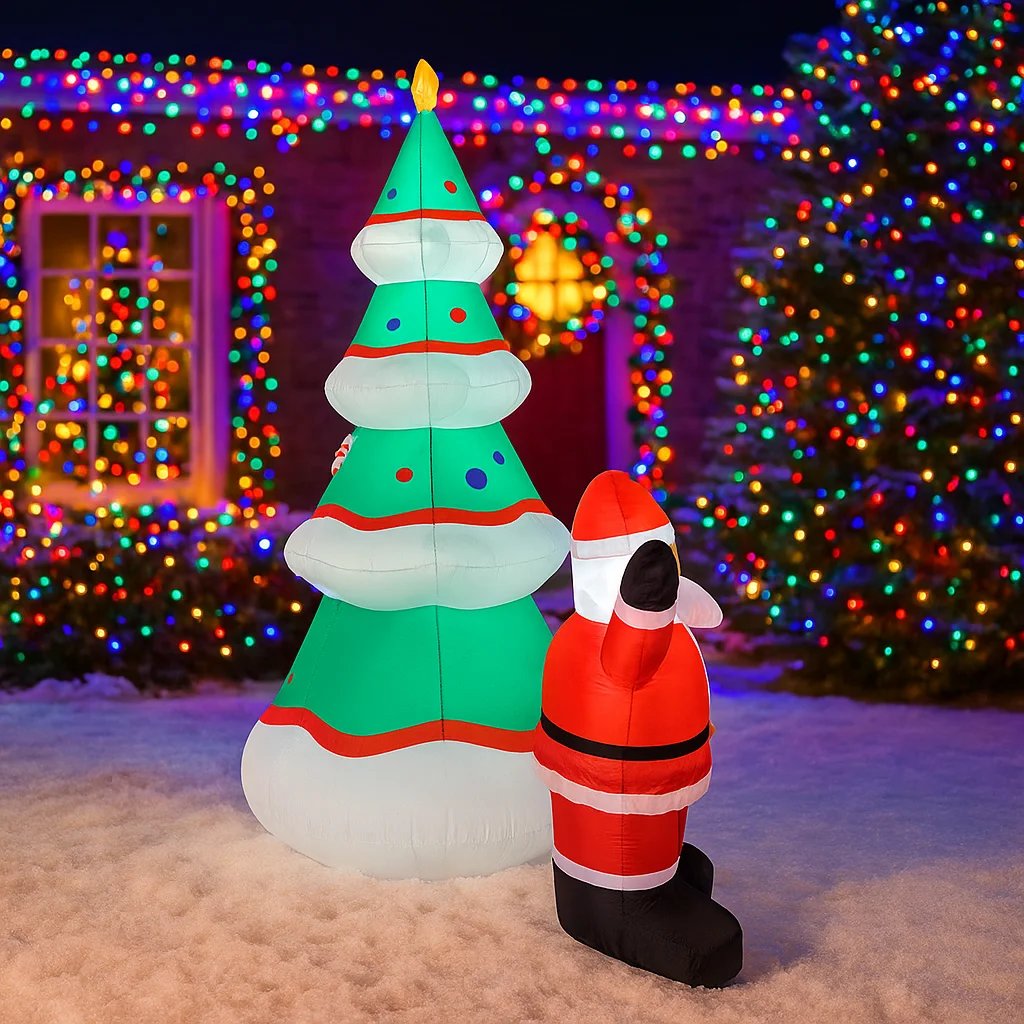 2,1 M/6,8 pies inflable Santa Claus pingüino árbol de Navidad luces LED decoraciones para el hogar juguetes patio Navidad vacaciones adornos suministros