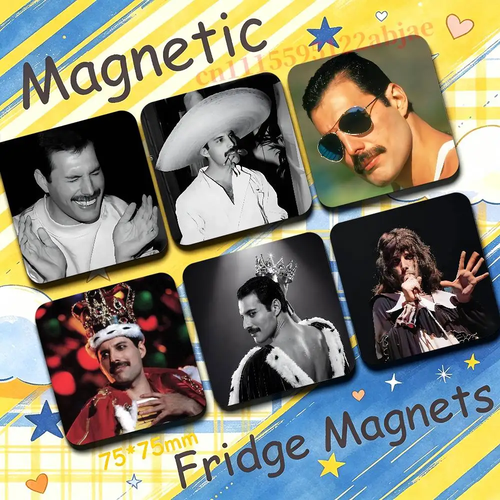 F-Freddie M-Mercury 75mm Square Cute Fridge Magnet Decorative Refrigerator Magnet Home Kitchen Decoration Souvenir Gift