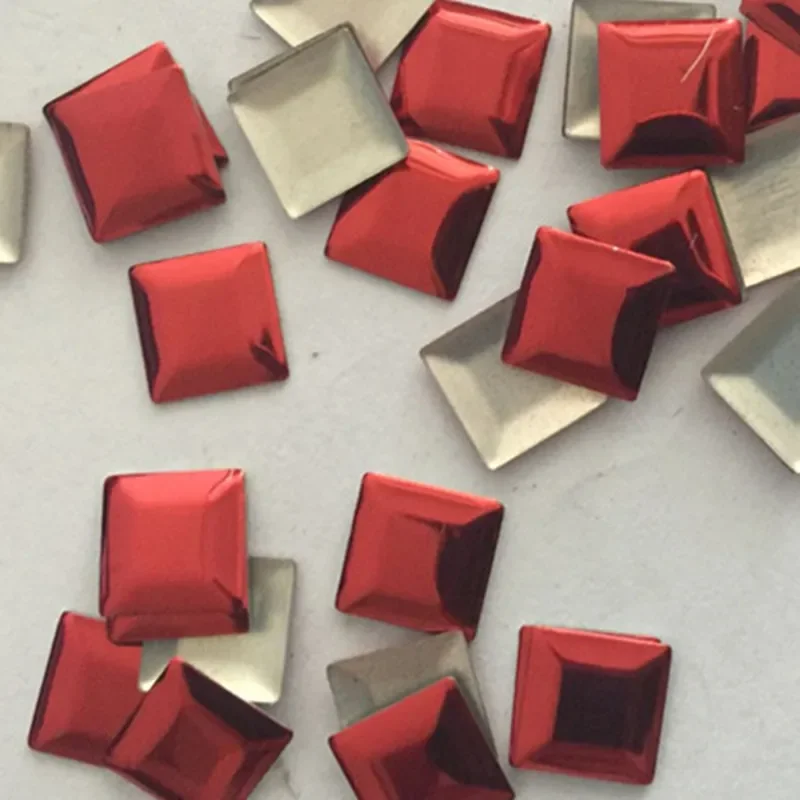 

300 шт. 10*10 мм красные квадратные шпильки для исправления с плоской задней частью, железные бусины, стразы с плоской задней частью, передача тепла для аксессуаров для одежды «сделай сам»